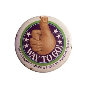 Vintage “Way To Go” Thumbs Up Pin - Economy Reading Series Educational Promo